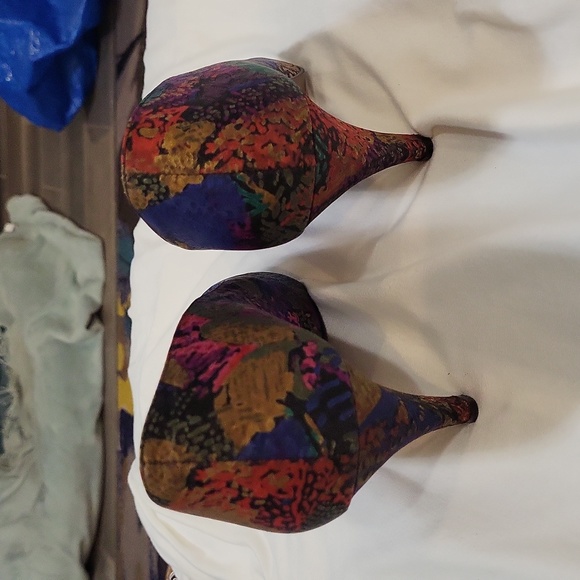 Life Stride Retro Satin Covered Pumps Splatter Shimmery Multicolor Size 11 AA - Picture 6 of 11